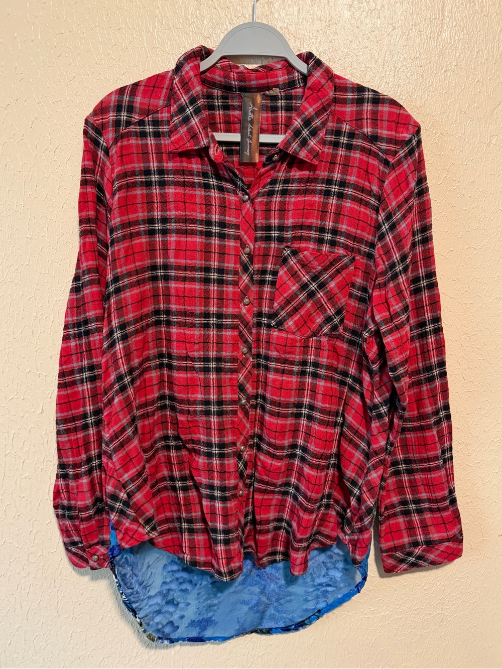 Aratta Silent Journey So Divine‎ Tunic Top Size Large Velvet Burnout Plaid